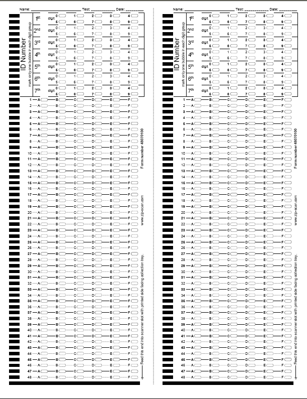 test sheet sheets scan answer paper testing zip standard scanner eval digit